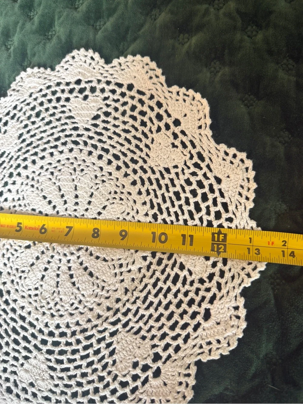 4 Pc Cotton Crochet Doily Set Ecru Floral Round & Rectangle Doilies